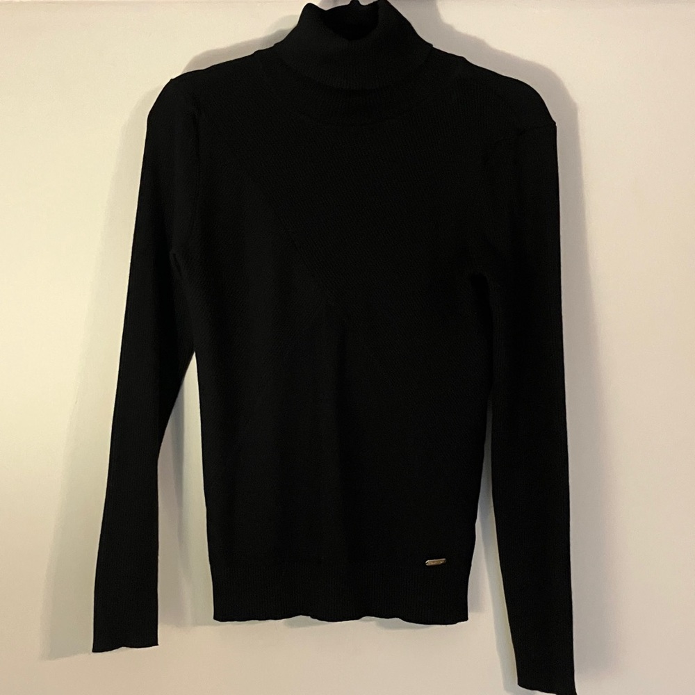 Calvin Klein Black Knit Turtleneck Cozy Classy Sweater Fall